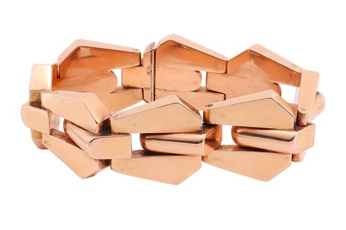 Lot 52 - A retro link bracelet, circa 1940s, consisting...