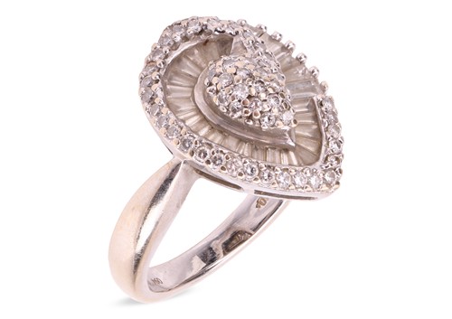 Lot 132 - A diamond-set cluster dress ring, the teardrop-...