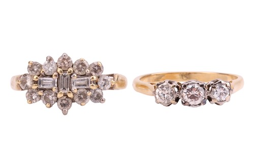 Lot 4 - Two rings, comprising a diamond cluster ring,...
