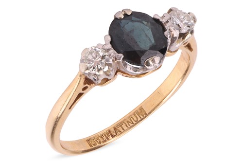 Lot A sapphire and diamond three-stone ring,...