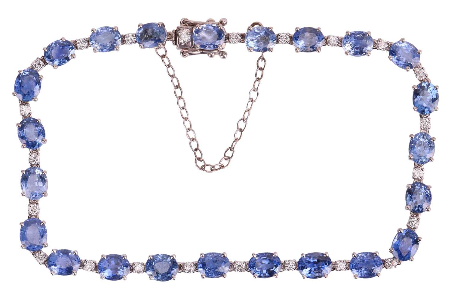 Lot A sapphire and diamond line bracelet,...