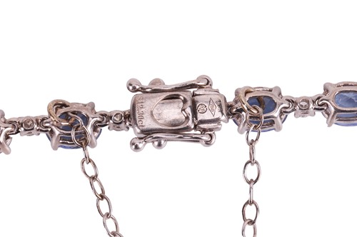 Lot A sapphire and diamond line bracelet,...