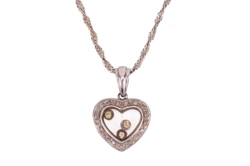 Lot 40 - A diamond-set heart pendant, comprising a...