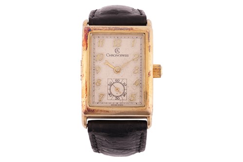 Lot 49 - Chronoswiss – A Gold-Plated Wristwatch...