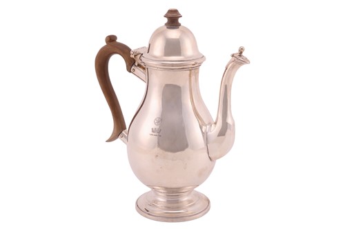 Lot 78 - A silver coffee pot in George III style;...