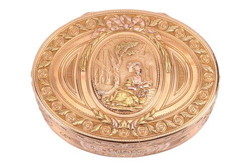 Lot A Louis XV vari-coloured snuff box, of oval...