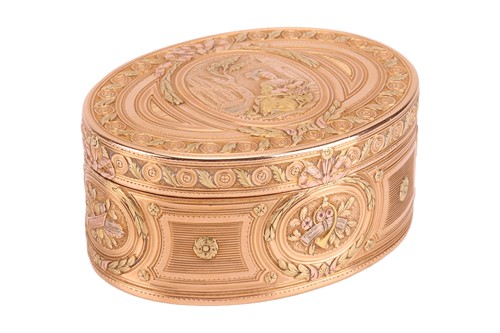 Lot A Louis XV vari-coloured snuff box, of oval...