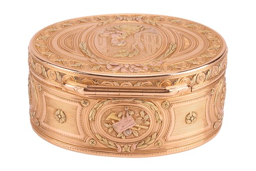 Lot A Louis XV vari-coloured snuff box, of oval...