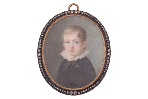 Lot 242 - A diamond-set memorial portrait miniature; The...
