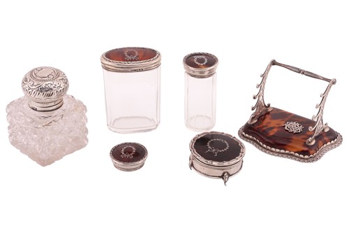 Lot A late Victorian silver and tortoiseshell pen...