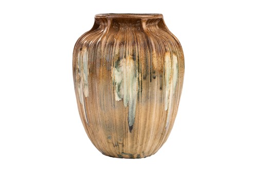 Lot 154 - A Martin Brothers stoneware vase, of ribbed...
