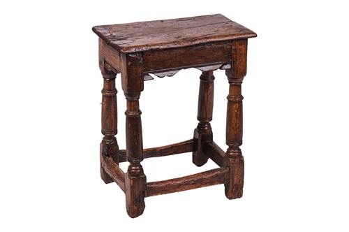 Lot 56 - A Charles I oak joint stool, 54 cm high x 45...