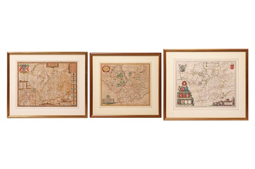 Lot 55 - A group of three hand-tinted maps of...