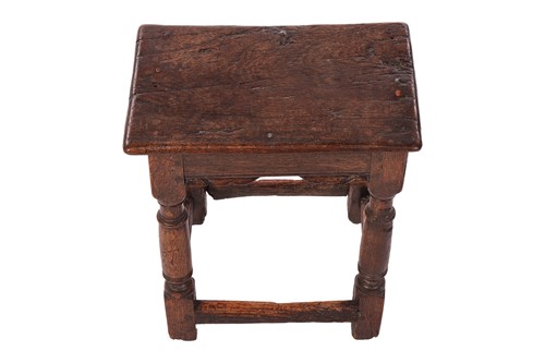 Lot 60 - A Charles I oak joint stool (split to top,...