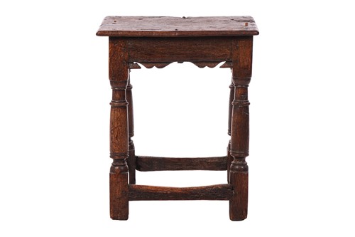 Lot 60 - A Charles I oak joint stool (split to top,...