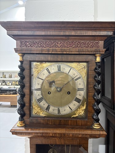 Lot 21 - A William & Mary walnut and marquetry 8-day...