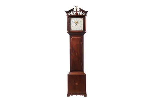 Lot A late George III oak 30-hour longcase clock,...