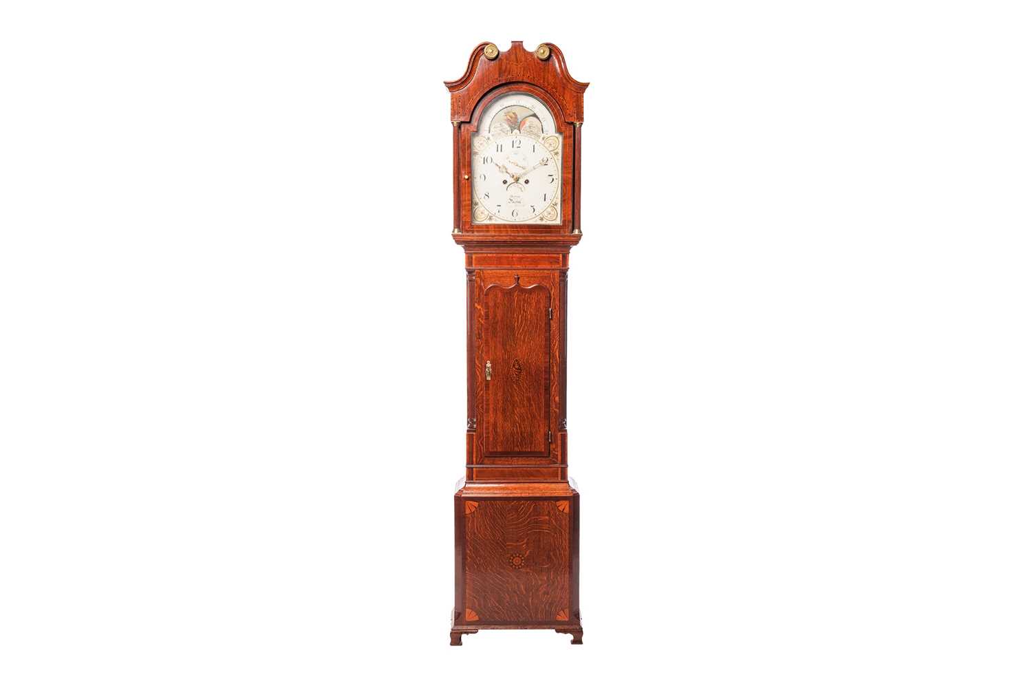 Lot 11 - A late George III oak and mahogany inlaid...
