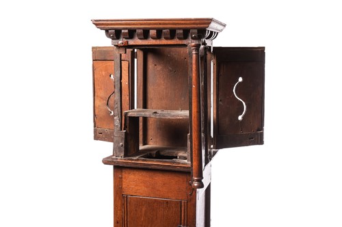 Lot 19 - A 17th century oak lantern clock longcase with...