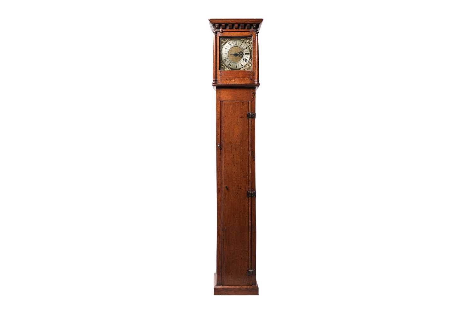 Lot 19 - A 17th century oak lantern clock longcase with...