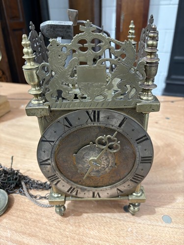 Lot 1 - A Charles II 30-hour brass alarm lantern clock,...