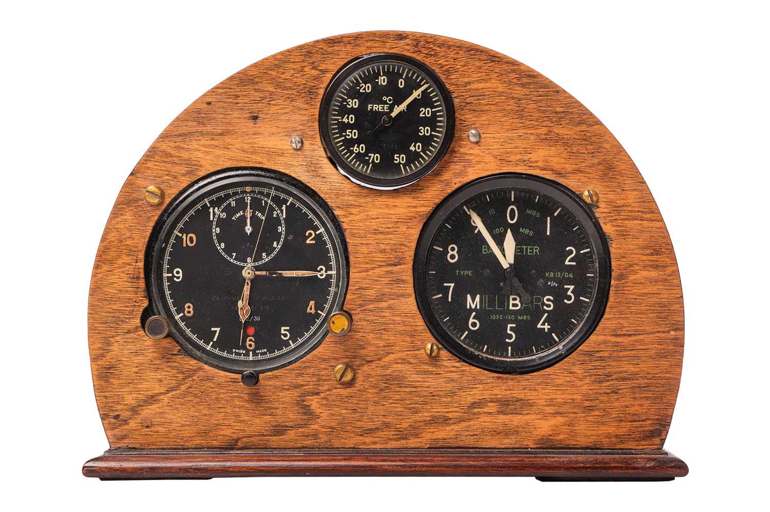 Lot 45 - A mounted cluster of three aviation cockpit...