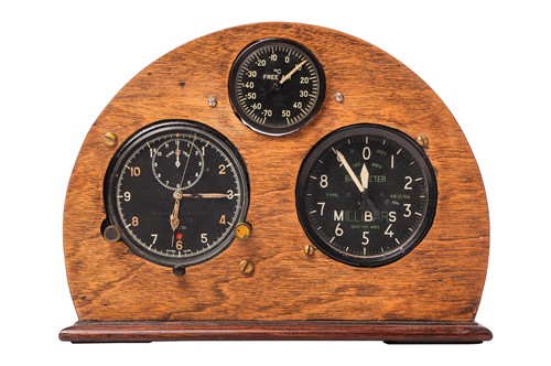 Lot 45 - A mounted cluster of three aviation cockpit...