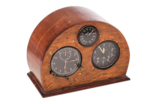 Lot 45 - A mounted cluster of three aviation cockpit...