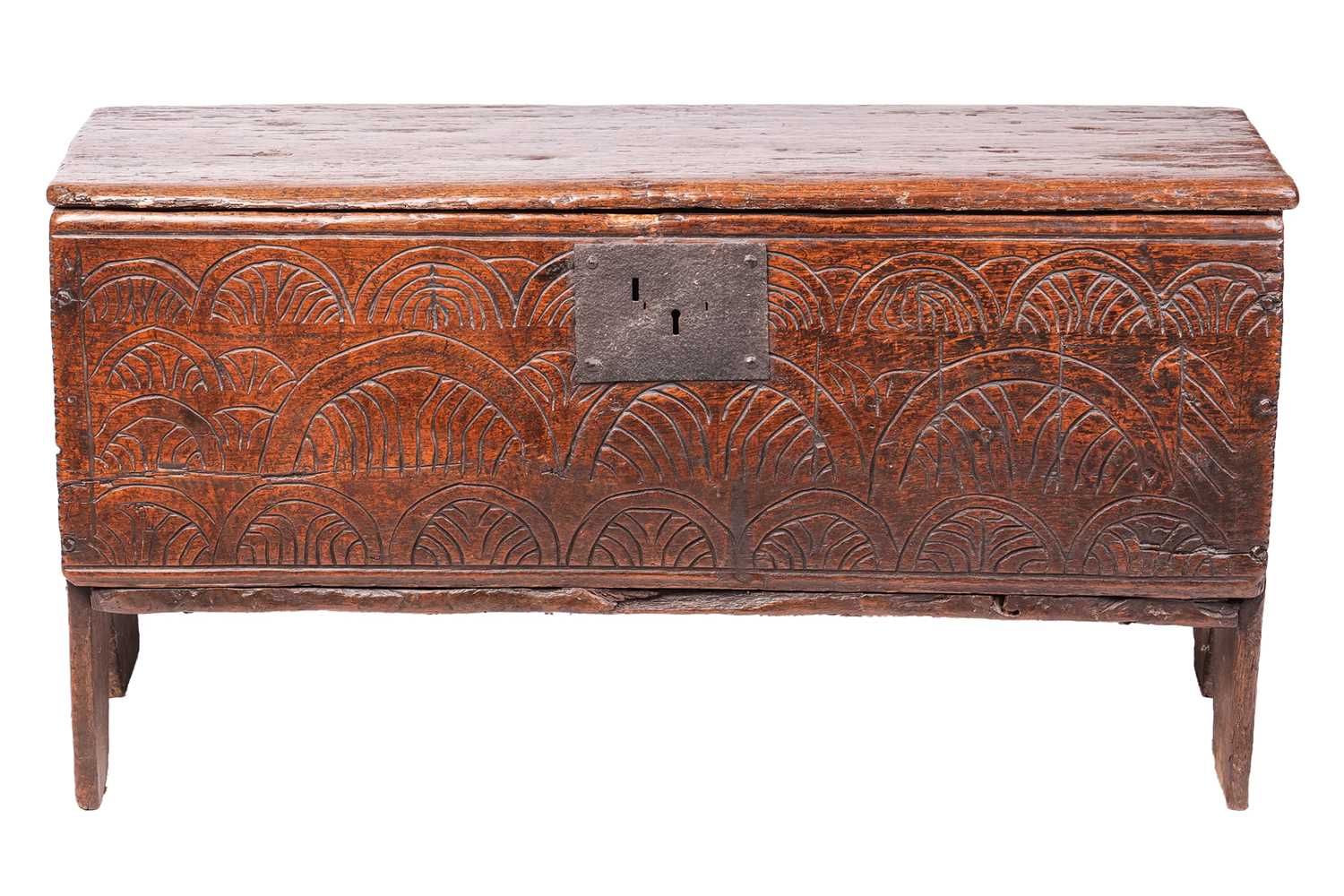 Lot 57 - A late 17th-century, Charles II, oak six plank...