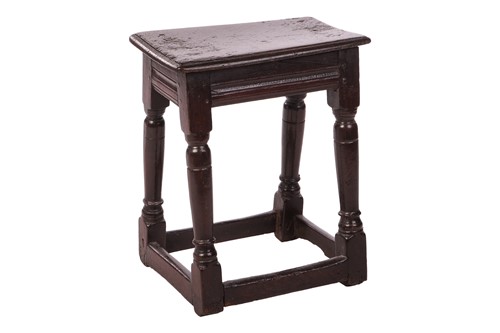 Lot 61 - A Charles II oak joint stool, 54 cm high x 46...