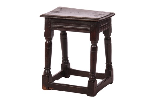 Lot 61 - A Charles II oak joint stool, 54 cm high x 46...