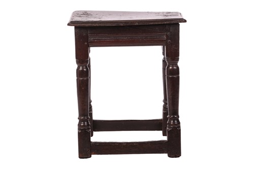Lot 61 - A Charles II oak joint stool, 54 cm high x 46...