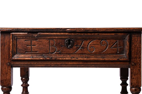 Lot 62 - A William and Mary (and later) oak side table,...