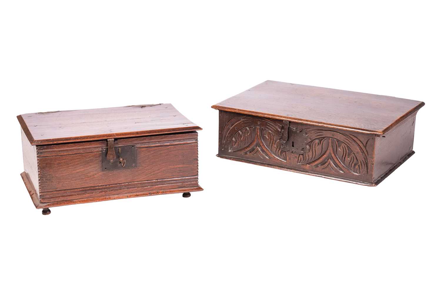 Lot 58 - A late 17th-century oak Bible box, with carved...