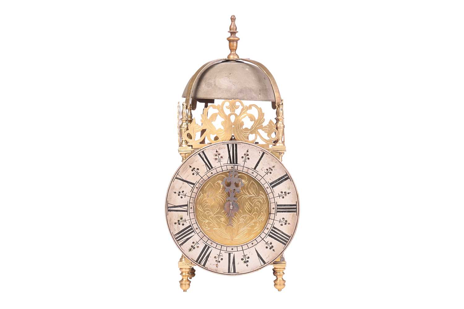 Lot 5 - An incomplete 30-hour brass lantern clock,...