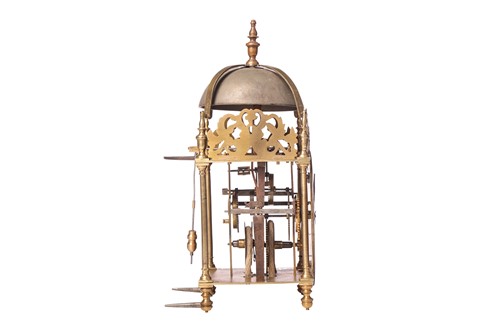 Lot 5 - An incomplete 30-hour brass lantern clock,...