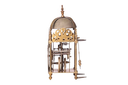 Lot 5 - An incomplete 30-hour brass lantern clock,...