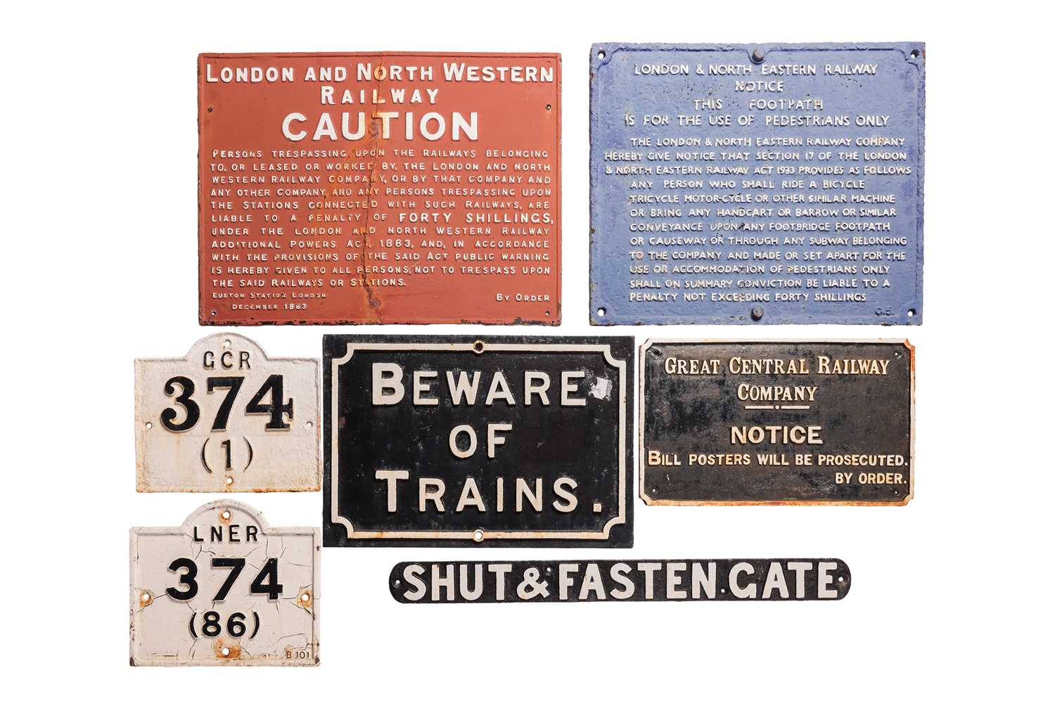 Lot 50 - A group of LNWR, LNER GCR and other cast iron...