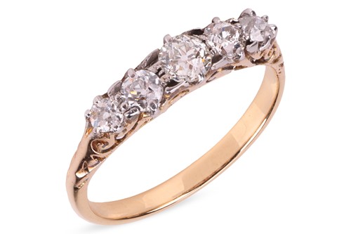 Lot An old-cut diamond half hoop ring, comprising...