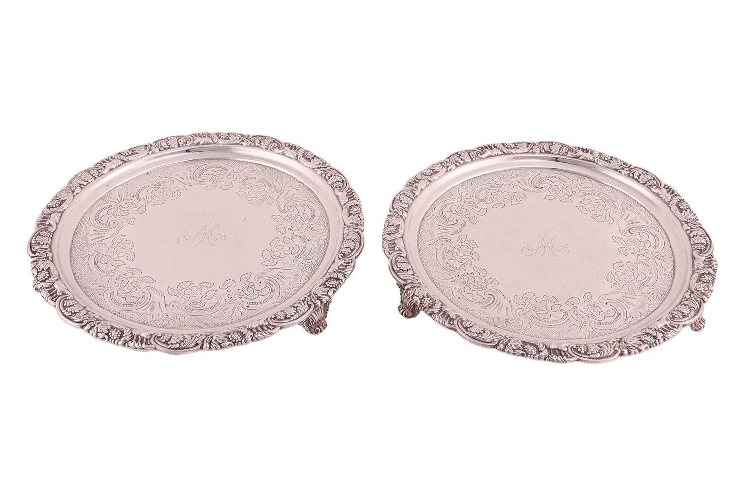 Lot A pair of George III silver salvers, by S C...