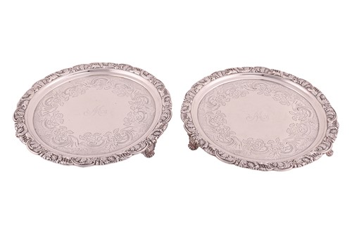 Lot A pair of George III silver salvers, by S C...