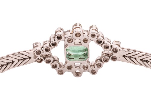 Lot An emerald and diamond-set cluster bracelet,...