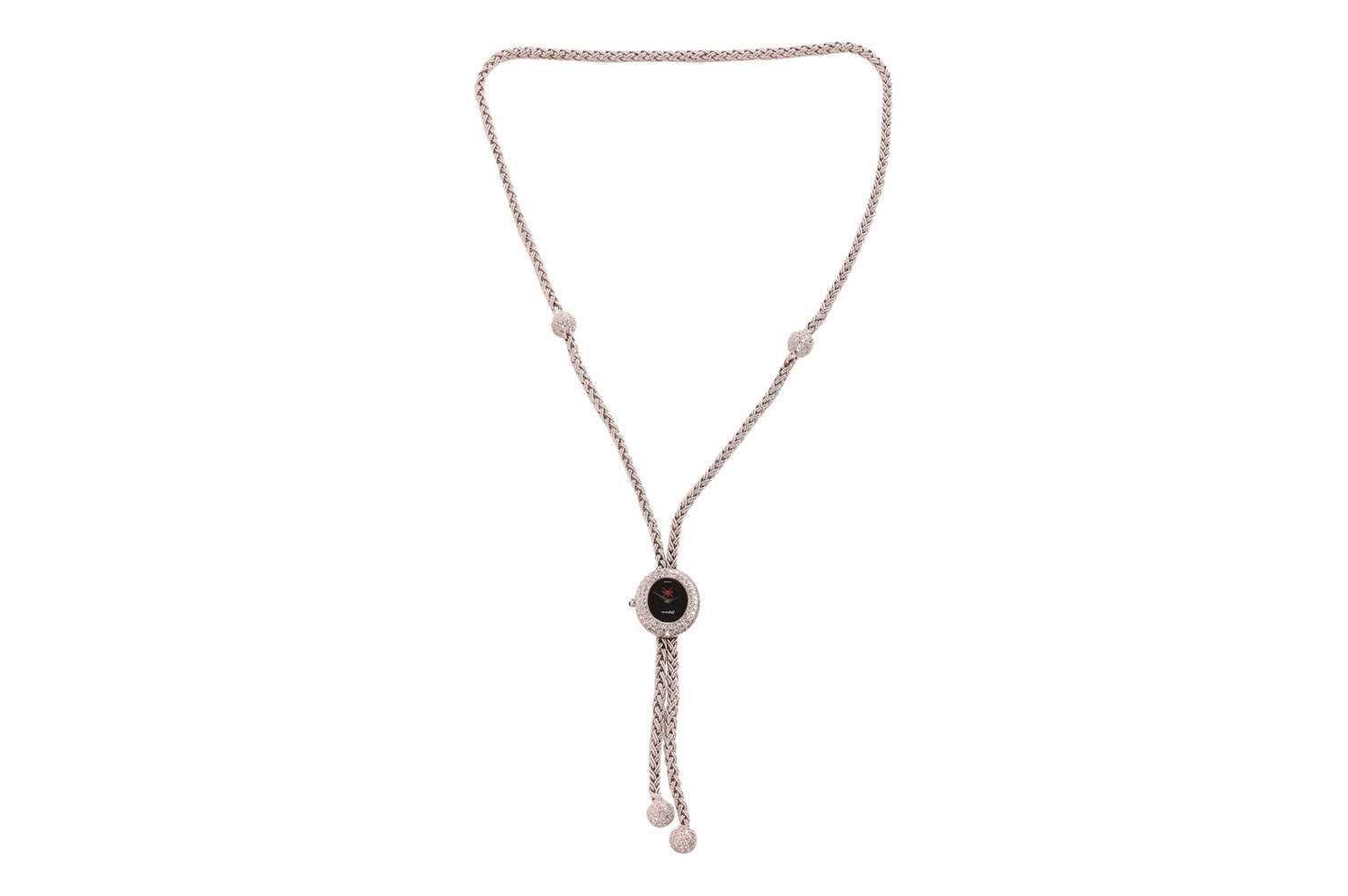 Lot DeLaneu - a diamond-set watch pendant necklace,...