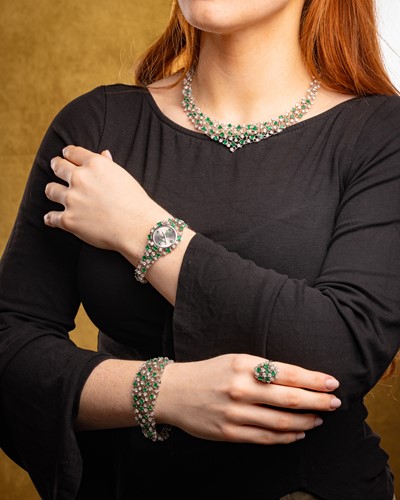 Lot Augustin Julia-Plana - a diamond and emerald...