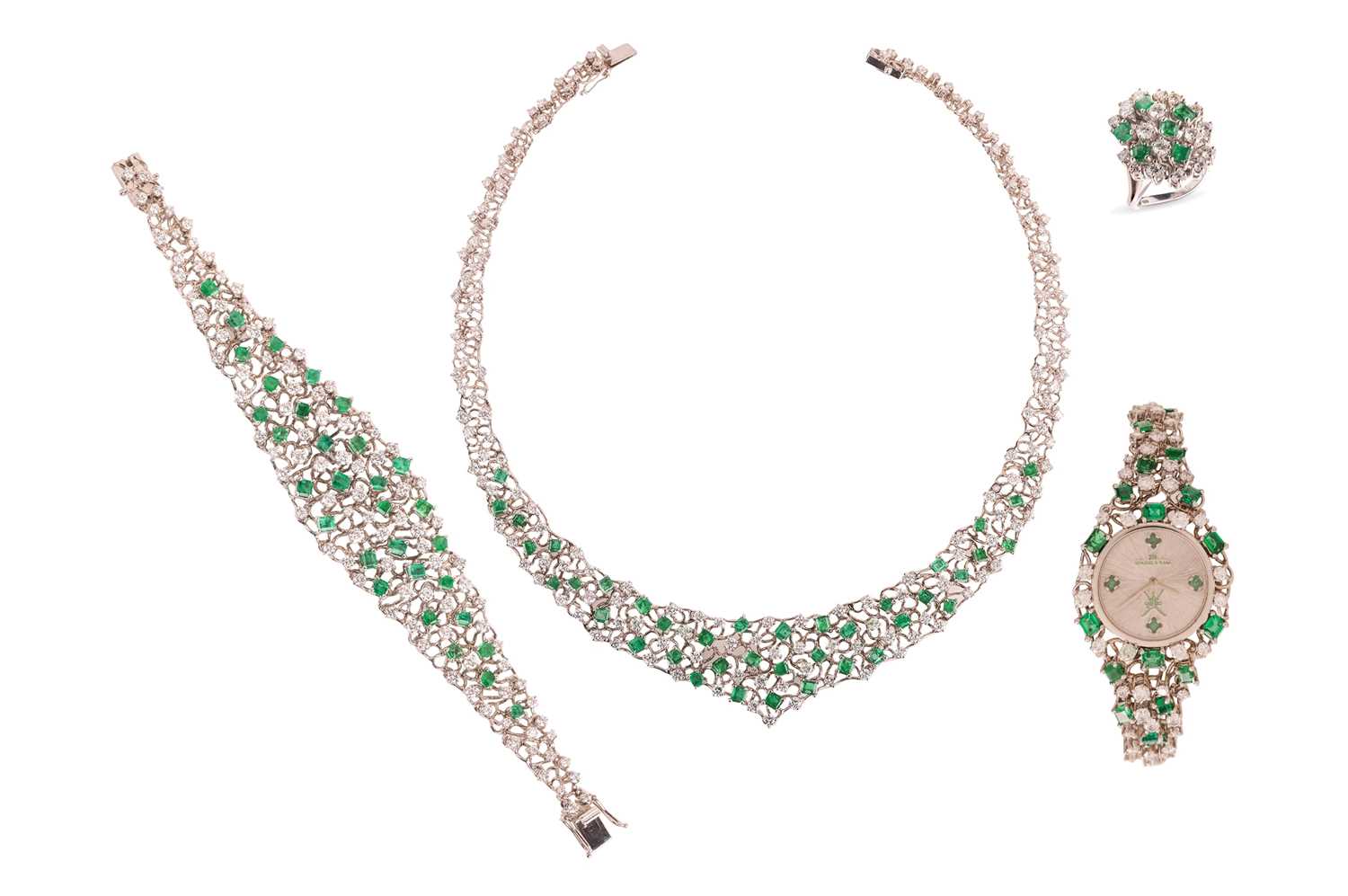 Lot Augustin Julia-Plana - a diamond and emerald...