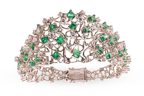 Lot Augustin Julia-Plana - a diamond and emerald...