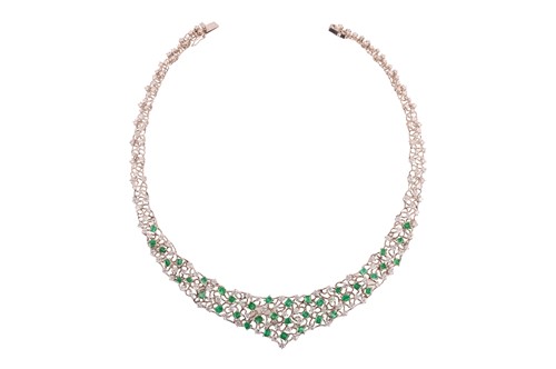 Lot Augustin Julia-Plana - a diamond and emerald...