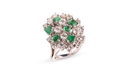 Lot Augustin Julia-Plana - a diamond and emerald...