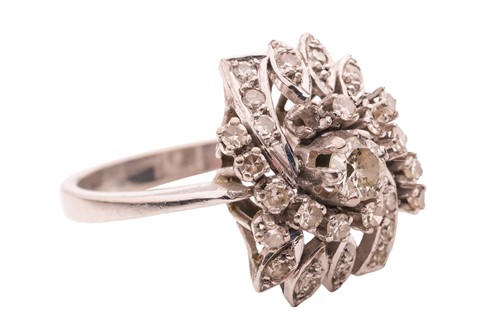 Lot A diamond-set foliate ensemble containing a...