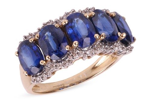 Lot 126 - A five-stone sapphire ring, comprising five...